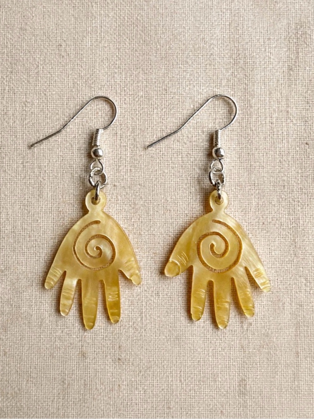 Petroglyph Hand Earrings - Mother of Pearl